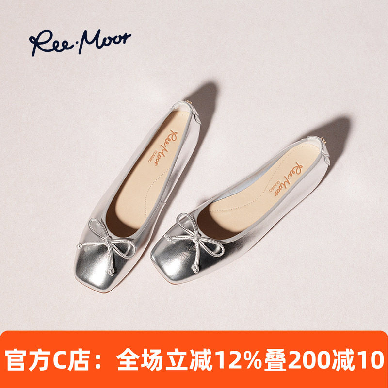 REEMOOR睿慕蝴蝶结蛋卷鞋2025年春夏新款舒适软底浅口平底单鞋女