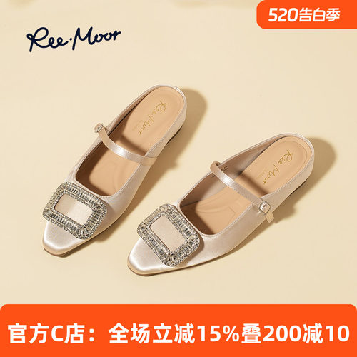 REEMOOR法式水钻包头半拖鞋女