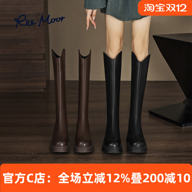 reemoor长靴骑士靴弹力显瘦厚底