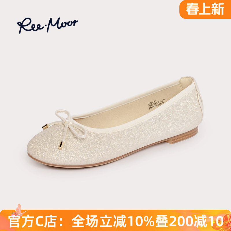 REEMOOR睿慕蝴蝶结蛋卷鞋2026年春夏新款圆头浅口平底单鞋女鞋