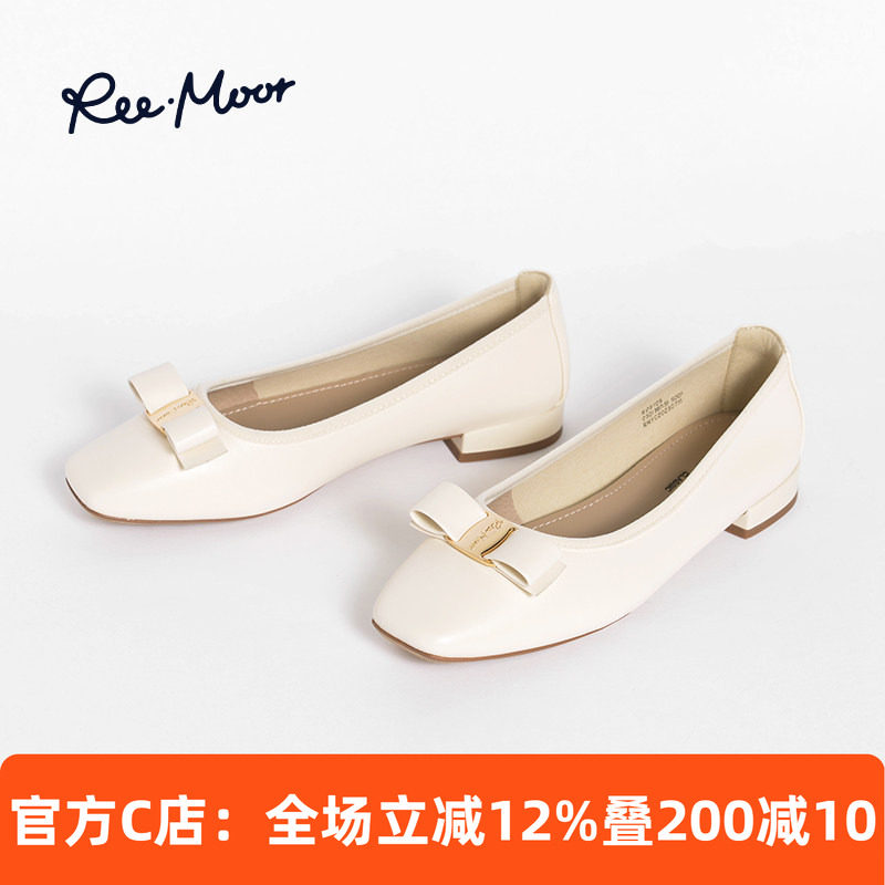reemoor睿慕方扣单鞋2026新款方头蝴蝶结小香风气质粗跟平底女鞋,女鞋,浅口单鞋,淘宝优惠券,粉丝福利购,淘宝优惠卷