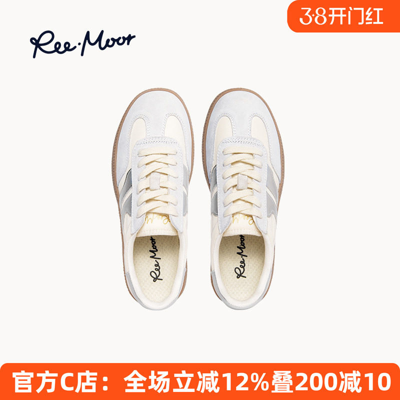 REEMOOR睿慕帆布德训鞋2026年春夏新款平底厚底运动休闲板鞋女款