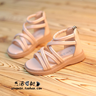 女童罗马凉鞋2025夏新款粉色公主软底露趾凉靴中小童宝宝时装靴子