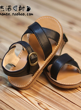 女宝宝凉鞋1-2-3-4-5岁夏男童英伦风黑色软底露趾儿童女宝沙滩鞋6