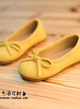 女童皮鞋春秋2025新款韩版小公主一脚蹬黄色1-2-3-4-6岁宝宝单鞋