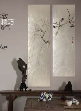 兰氏艺术漆画装饰画金箔画银箔画手工贴箔漆艺画板复古做旧23空山