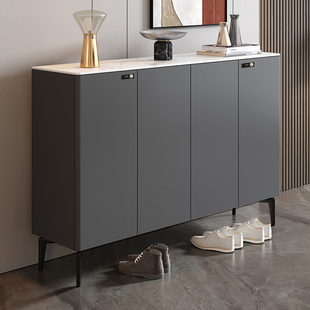 轻奢极简岩板带锁鞋柜家用门口楼道外走廊电梯防盗密码锁靠墙鞋架