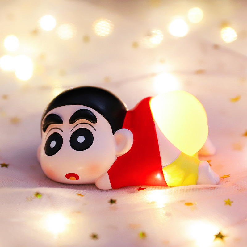 动漫蜡笔小心心卡通创意潮玩手办软萌Q弹解压屁屁灯盲盒装饰品摆