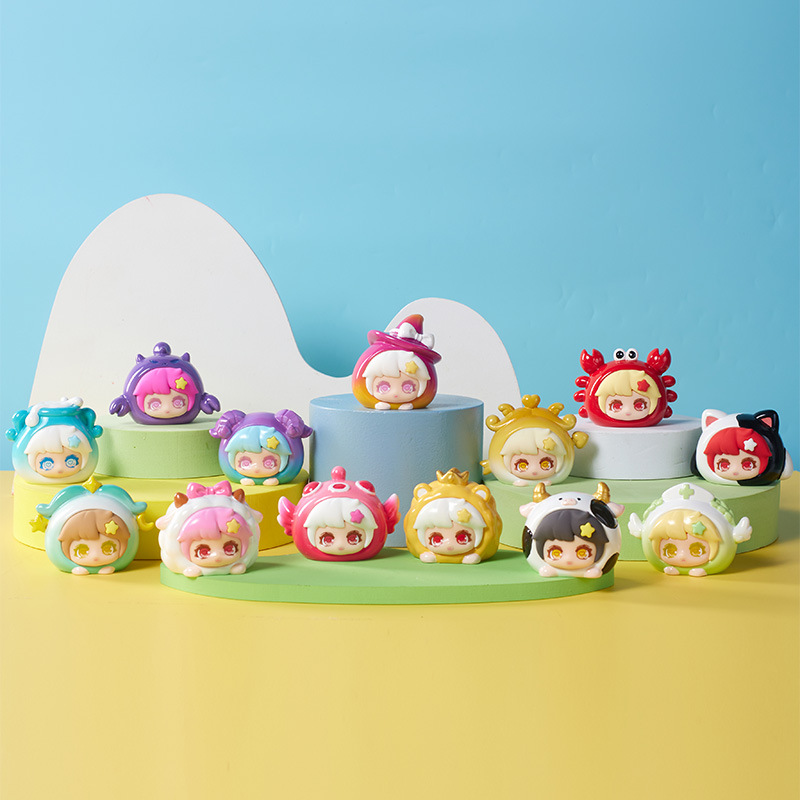 十二星座可爱萝莉公仔潮玩盲盒周边手办儿童玩具迷你车摆小饰品