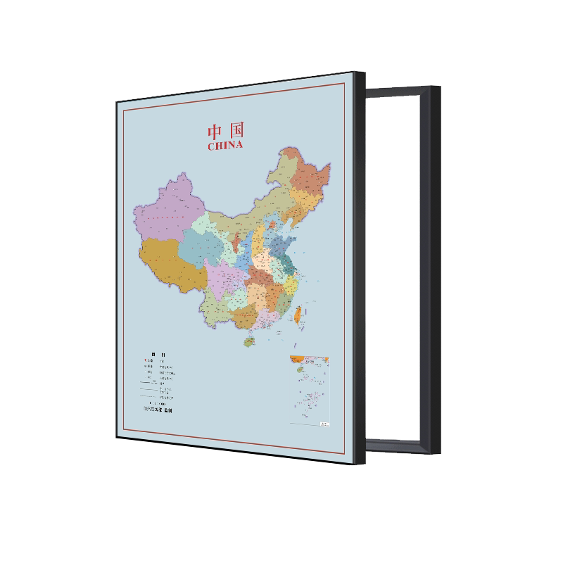 中国世界地图电表箱装饰画公司办公室竖版遮挡配电箱消防火栓挂画
