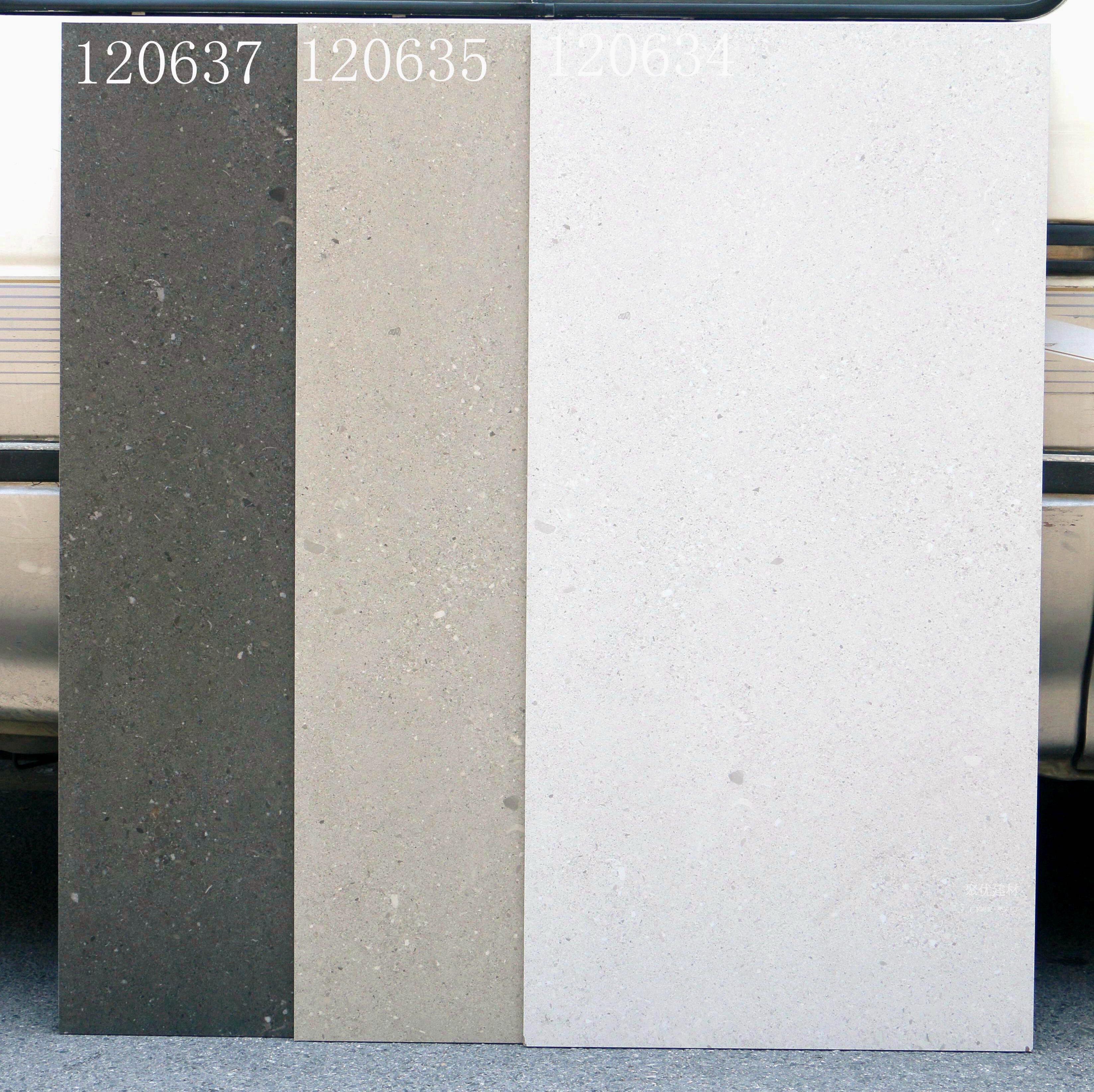 小颗粒白色水磨石地砖600x1200餐厅服装专卖店仿古砖瓷砖深色中灰