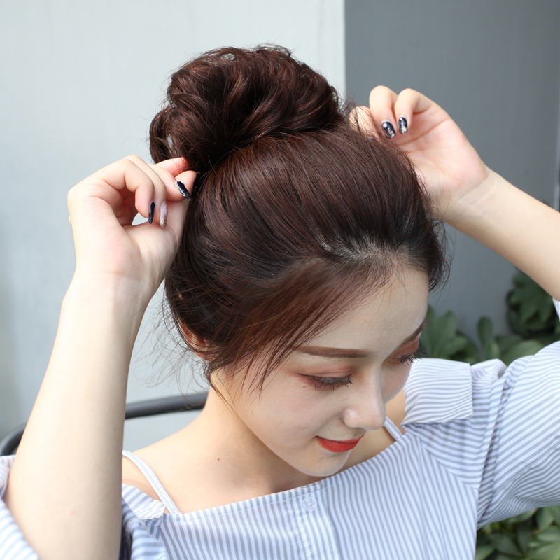 假发圈凌乱蓬松自然花苞头饰