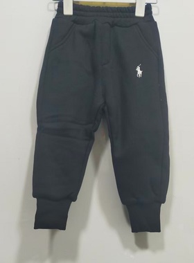 儿童冬款棉裤男女童外出裤子加绒裤适合秋冬季中厚黑色裤子23801