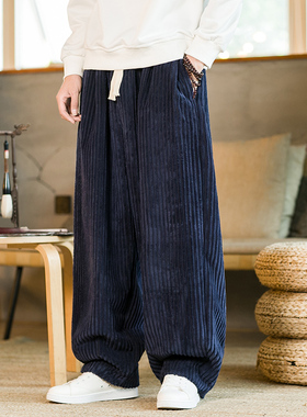 秋冬小脚条绒灯笼裤灰色灯芯绒休闲裤复古束脚宽松哈伦裤K032P65