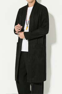 2021春夏风纯色开衫对襟长袍披风外套C001P100图片