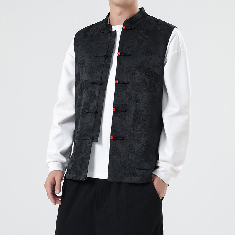 唐装立领盘扣小马甲复古改良中式马甲背心男新中式国风M73P70