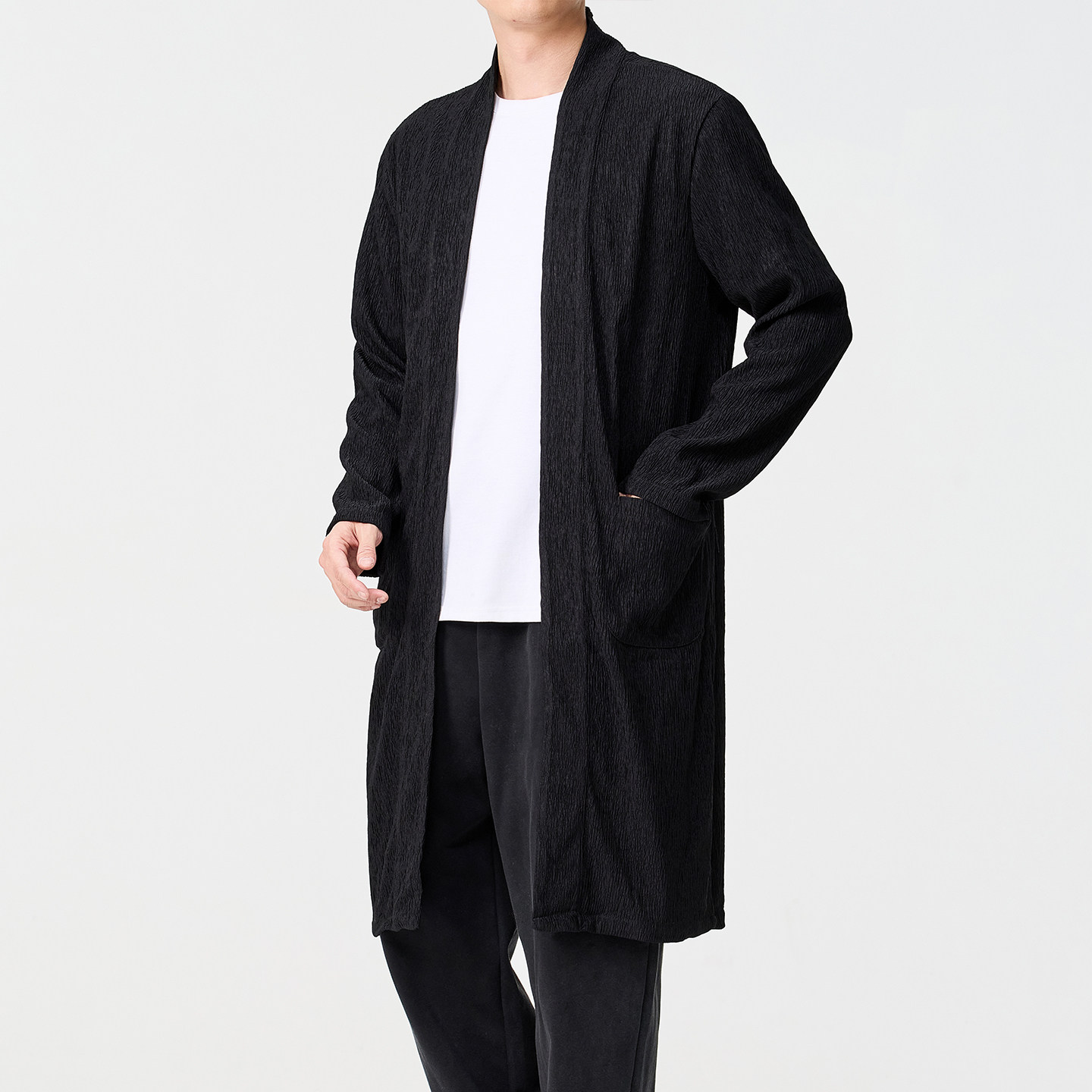 秋季中长款风衣中式禅修服长袍汉服青年男士复古披风外套C001P100