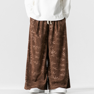 秋冬风灯芯绒休闲长裤直筒阔腿裤日系复古条绒哈伦裤K039P55，男装休闲裤，星座409-1