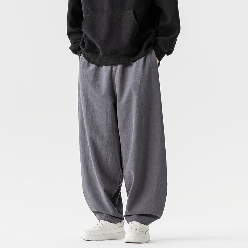 风棉麻休闲裤廓形弯刀裤大码阔腿裤长裤宽松灯笼裤5003P75，男装休闲裤，星座409-1