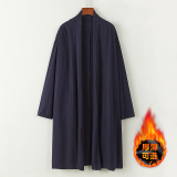 2025男装加绒风道袍披风宽松亚麻开衫休闲中长款风衣C018P85，男装民族服装，星座409-1