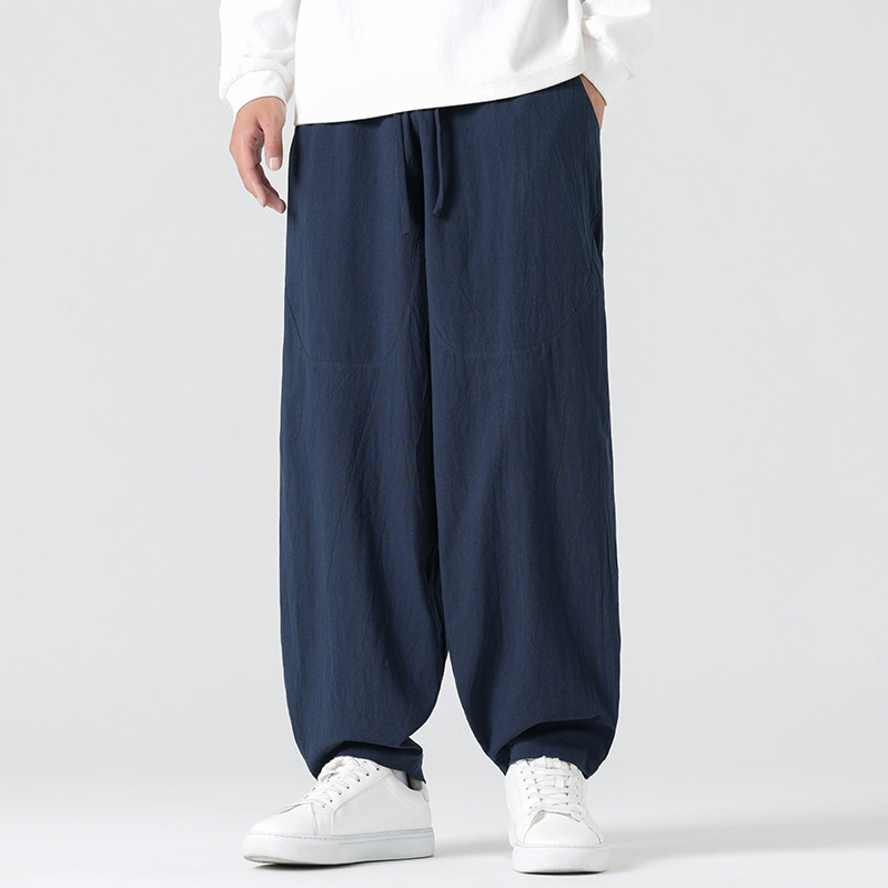休闲裤男士宽松灯笼裤传统练功裤棉麻长裤阔腿裤K055P75,男装休闲裤,星座409-1