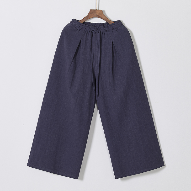 2025风休闲宽松直筒阔腿裤秋季中腰棉麻凉感水洗长裤K013P75，男装休闲裤，星座409-1