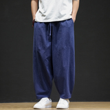休闲裤男士宽松灯笼裤传统练功裤棉麻长裤阔腿裤K055P75，男装休闲裤，星座409-1