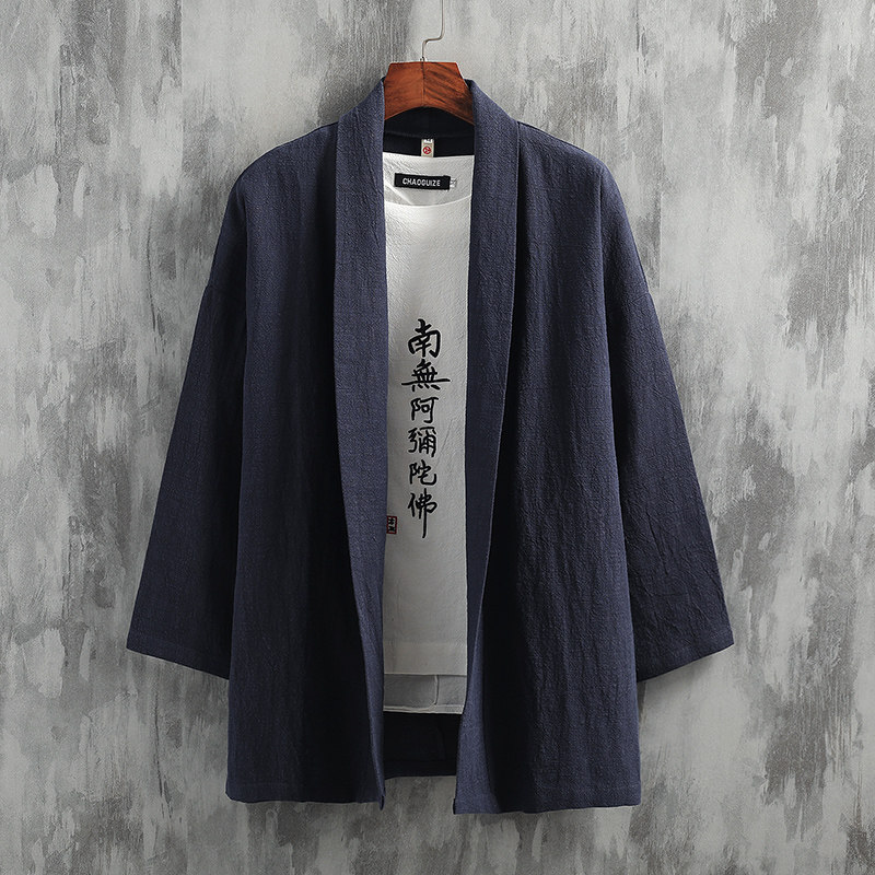 2025秋冬风男装棉麻道袍披风开衫汉服中式唐装外套C016-P75,男装民族服装,星座409-1