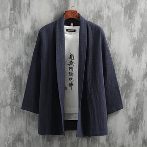 2025秋冬风男装棉麻道袍披风开衫汉服中式唐装外套C016-P75图片