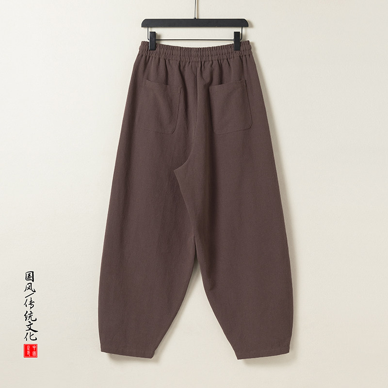 休闲裤男士宽松灯笼裤传统练功裤棉麻长裤阔腿裤K055P75,男装休闲裤,星座409-1