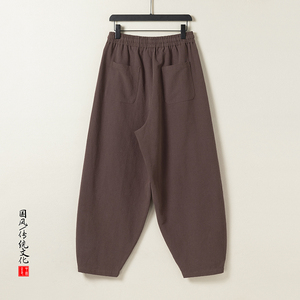 休闲裤男士宽松灯笼裤传统练功裤棉麻长裤阔腿裤K055P75图片