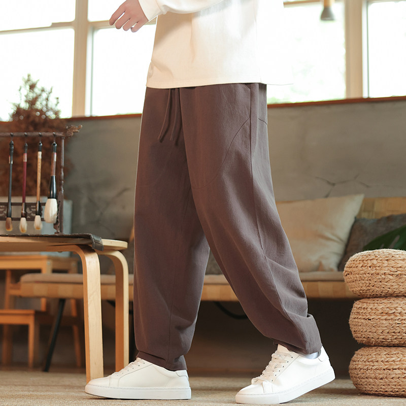 休闲裤男士宽松灯笼裤传统练功裤棉麻长裤阔腿裤K055P75,男装休闲裤,星座409-1