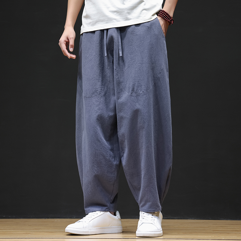 休闲裤男士宽松灯笼裤传统练功裤棉麻长裤阔腿裤K055P75