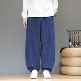 风棉麻休闲裤廓形弯刀裤大码阔腿裤长裤宽松灯笼裤5003P7，男装休闲裤，星座409-1