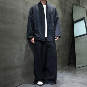 开衫唐装风棉麻禅修居士茶服大码披风汉服套装M910K013P160图片