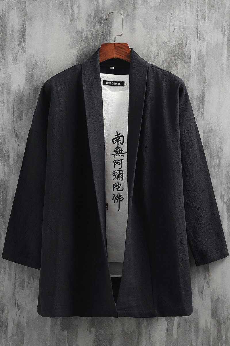 2025秋冬风男装棉麻道袍披风开衫汉服中式唐装外套C016-P75,男装民族服装,星座409-1