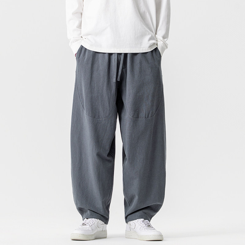 休闲裤男士宽松灯笼裤传统练功裤棉麻长裤阔腿裤K055P75,男装休闲裤,星座409-1