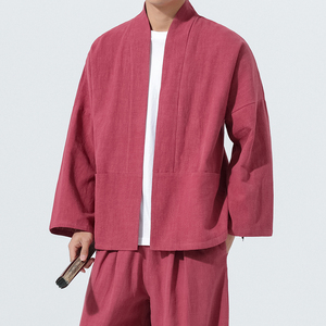 唐装外套男青年中式盘扣宽松短款披风棉麻居士服茶服M910P85图片