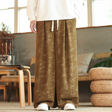 秋冬风灯芯绒休闲长裤直筒阔腿裤日系复古条绒哈伦裤K039P55，男装休闲裤，星座409-1