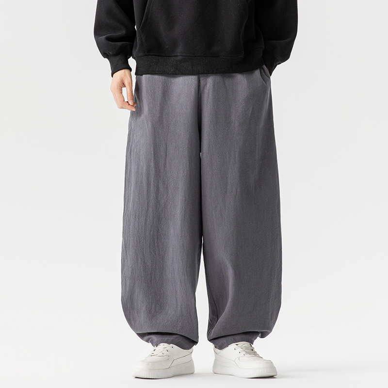 风棉麻休闲裤廓形弯刀裤大码阔腿裤长裤宽松灯笼裤5003P75，男装休闲裤，星座409-1