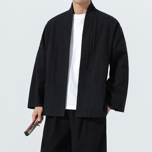 唐装外套男青年中式盘扣宽松短款披风棉麻居士服茶服M910P85图片