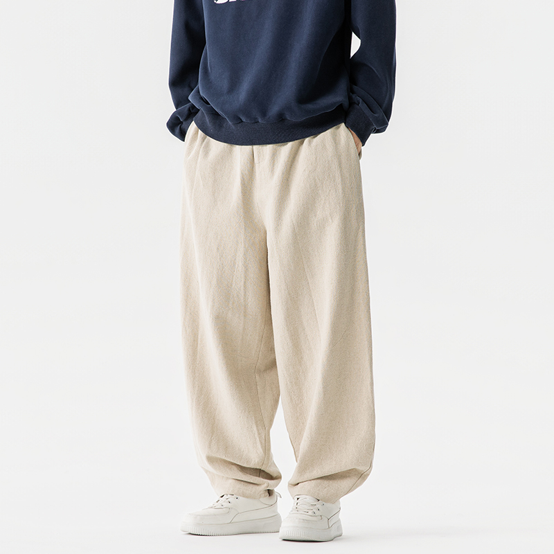 风棉麻休闲裤廓形弯刀裤大码阔腿裤长裤宽松灯笼裤5003P75，男装休闲裤，星座409-1