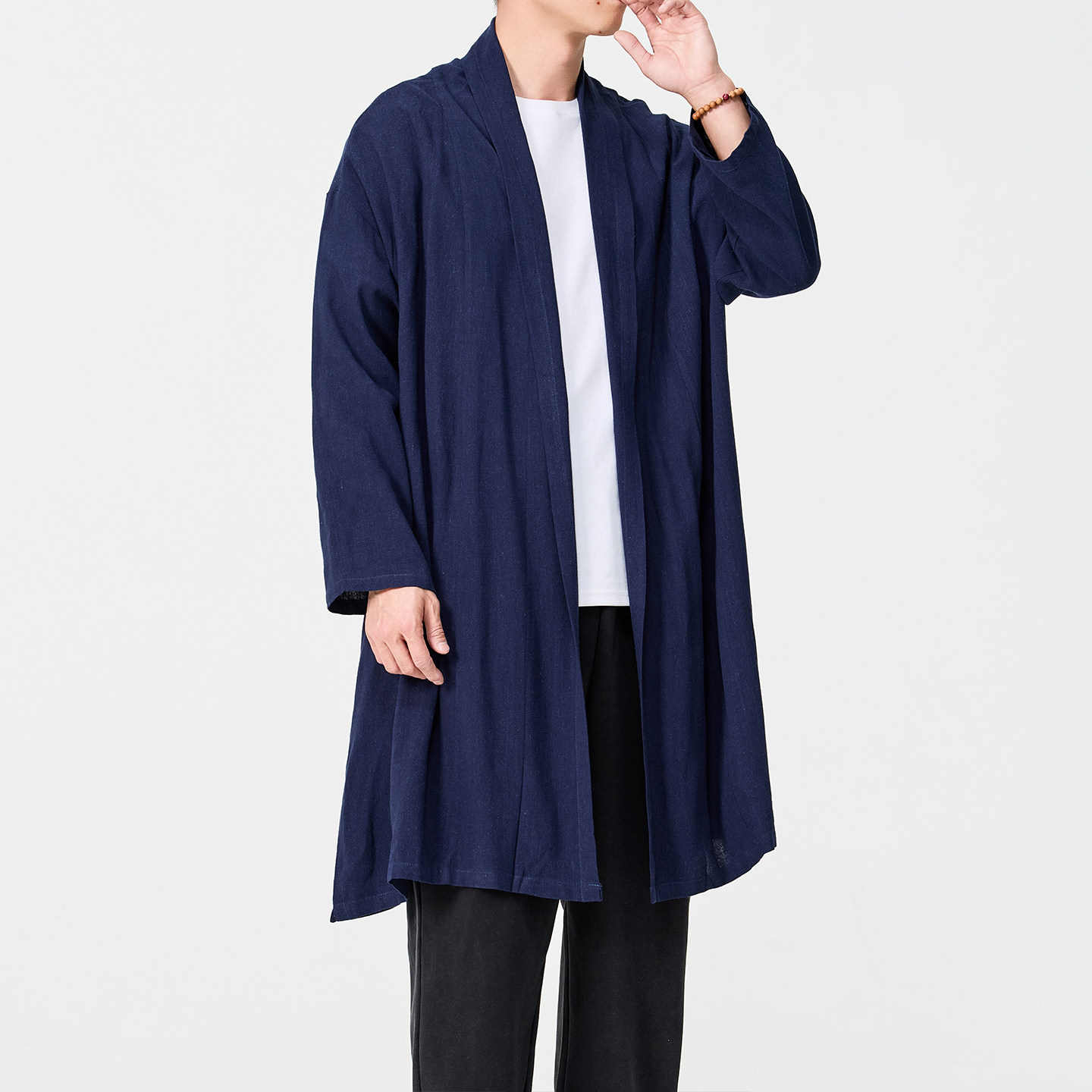 2025男装中国风道袍披风宽松亚麻开衫休闲中长款对襟风衣C018P75,男装,汉服,淘宝优惠券,粉丝福利购,淘宝优惠卷