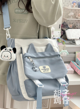 日系少女学生大容量百搭斜挎包女韩版ins手提单肩包上课补习包包