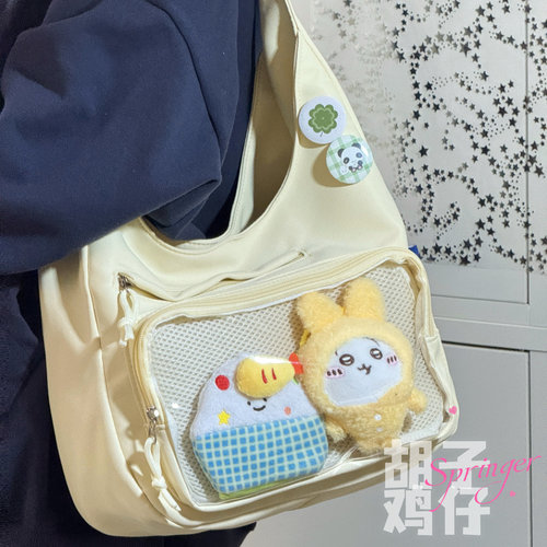胡子鸡仔透明痛包大容量二次元少女生高颜值学生党单肩包女谷子包 - 封面