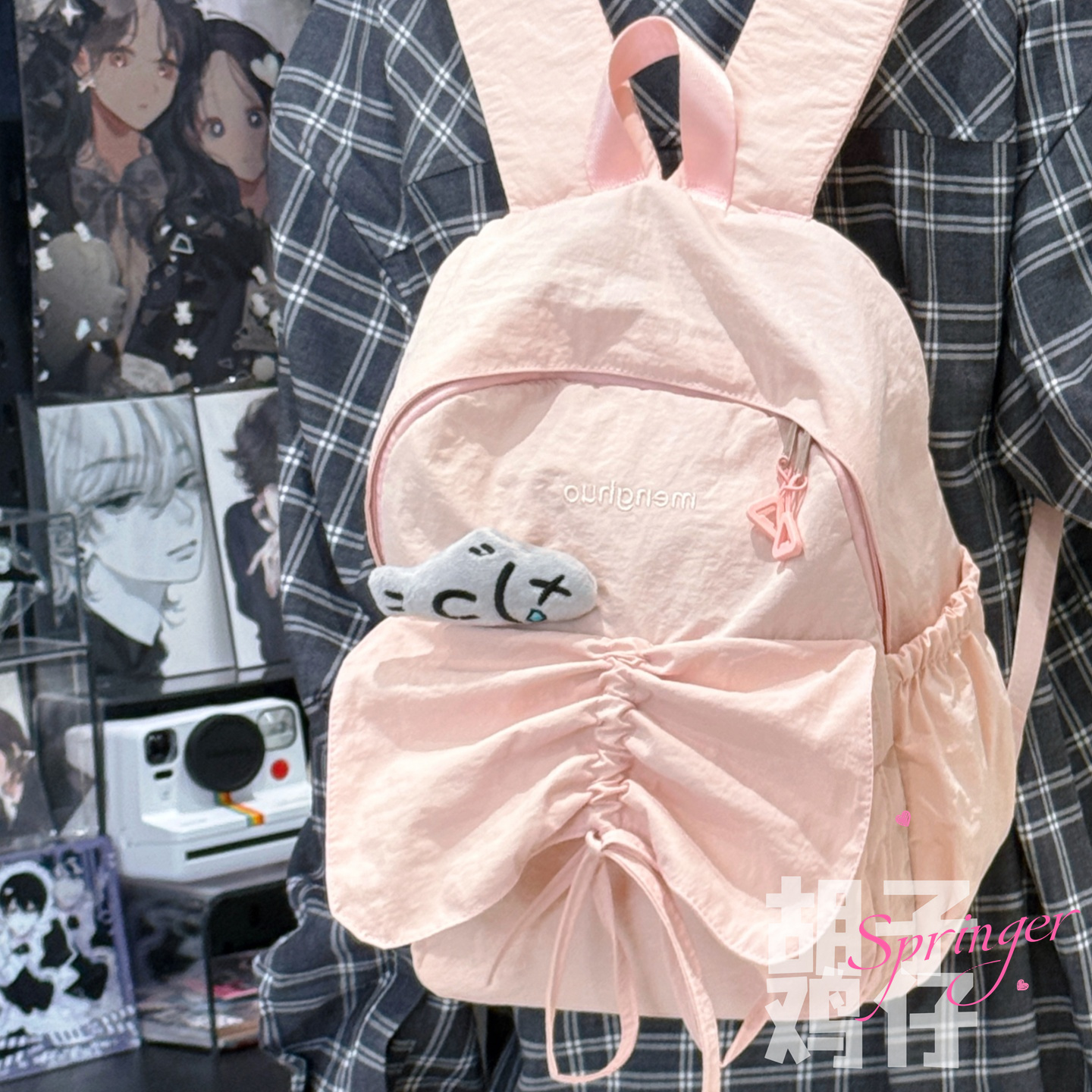 韩女高味儿的蝴蝶结双肩包，优雅