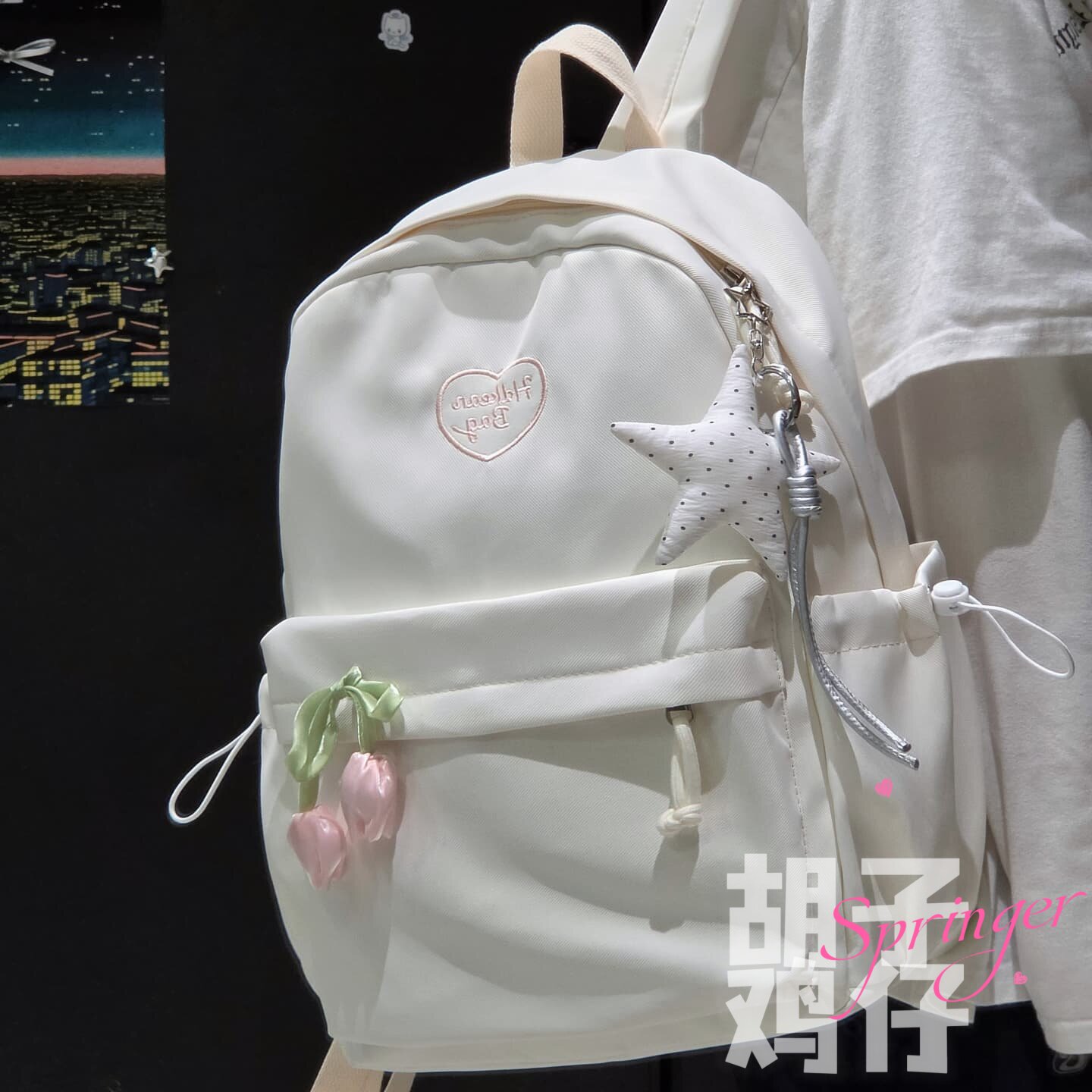 韩系可爱少女风高颜值双肩书包图片