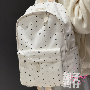 胡子鸡仔小清新书包女初高中生学院风波点双肩包包旅行少女心背包