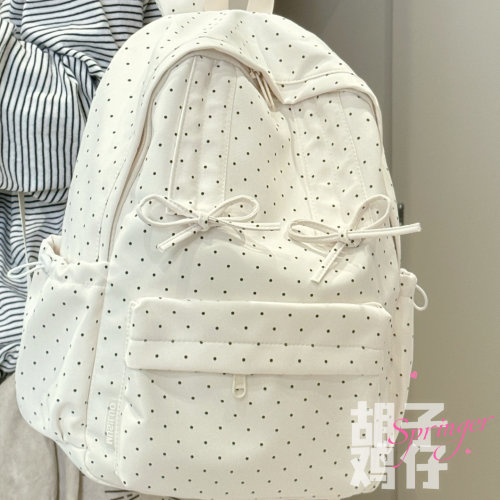 波点搭配蝴蝶结设计简约少女书包