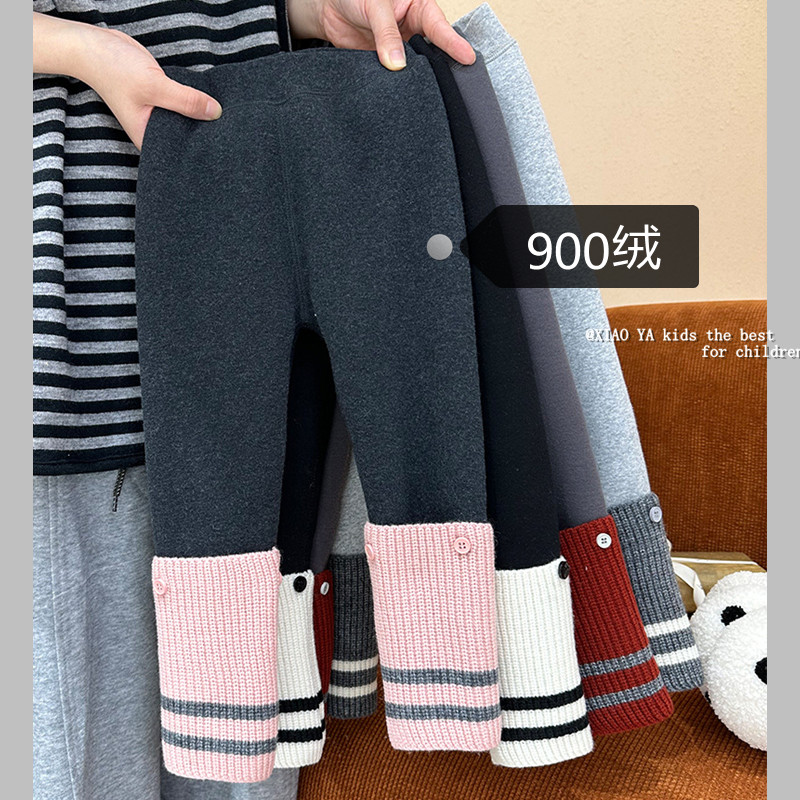 韩版女童加绒900克打底裤子冬季